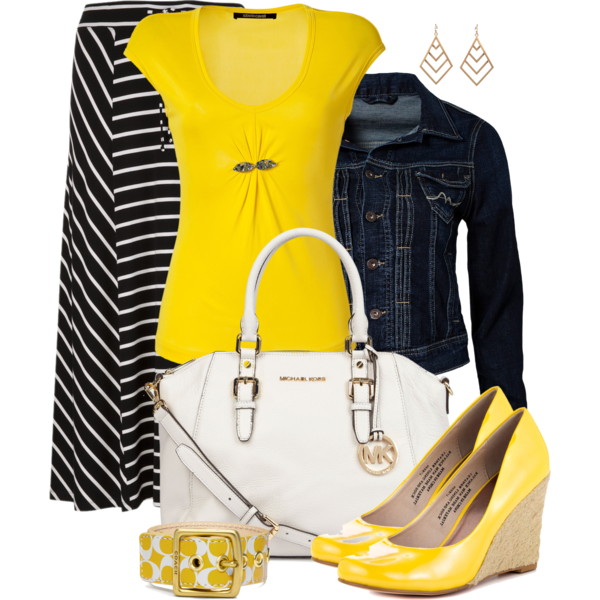Spring Outfits 2015 | Denim, Yellow, and Maxi Skirt - Fashionista Trends